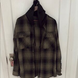 Trinity Black and Green Lightweight Shirt Jacket